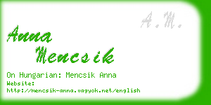 anna mencsik business card